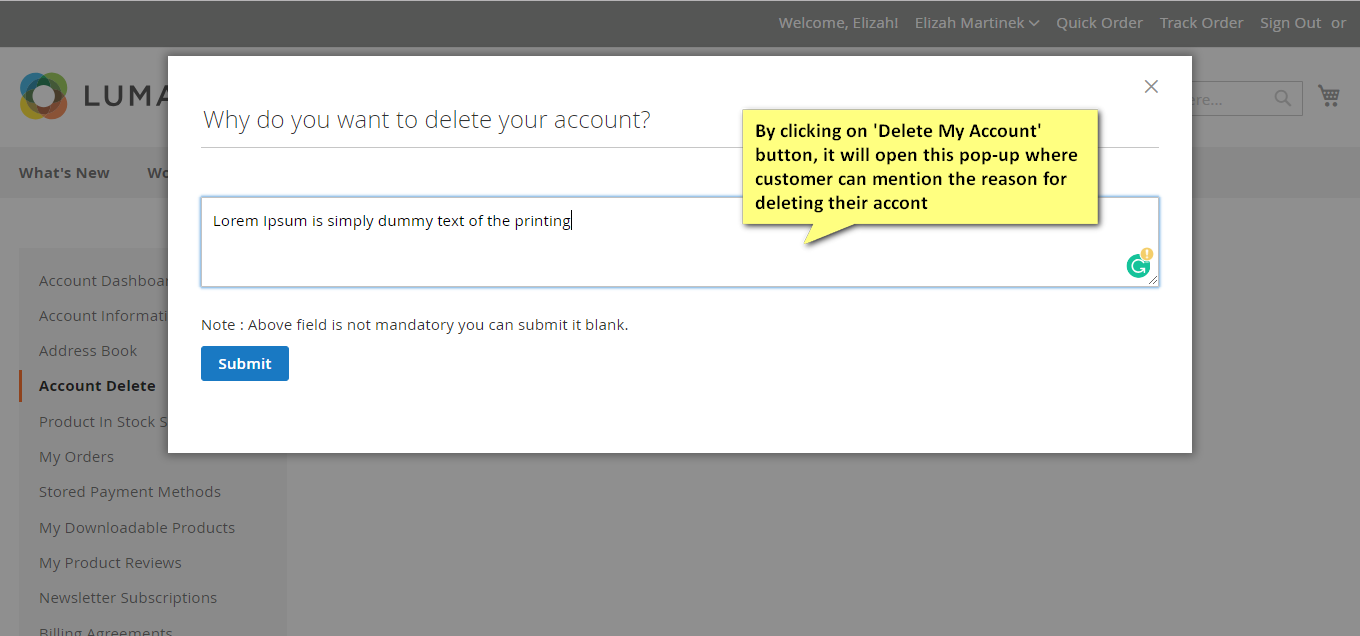 account delete magento 2 extension