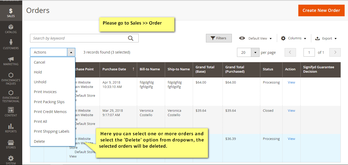 delete order magento 2 extension