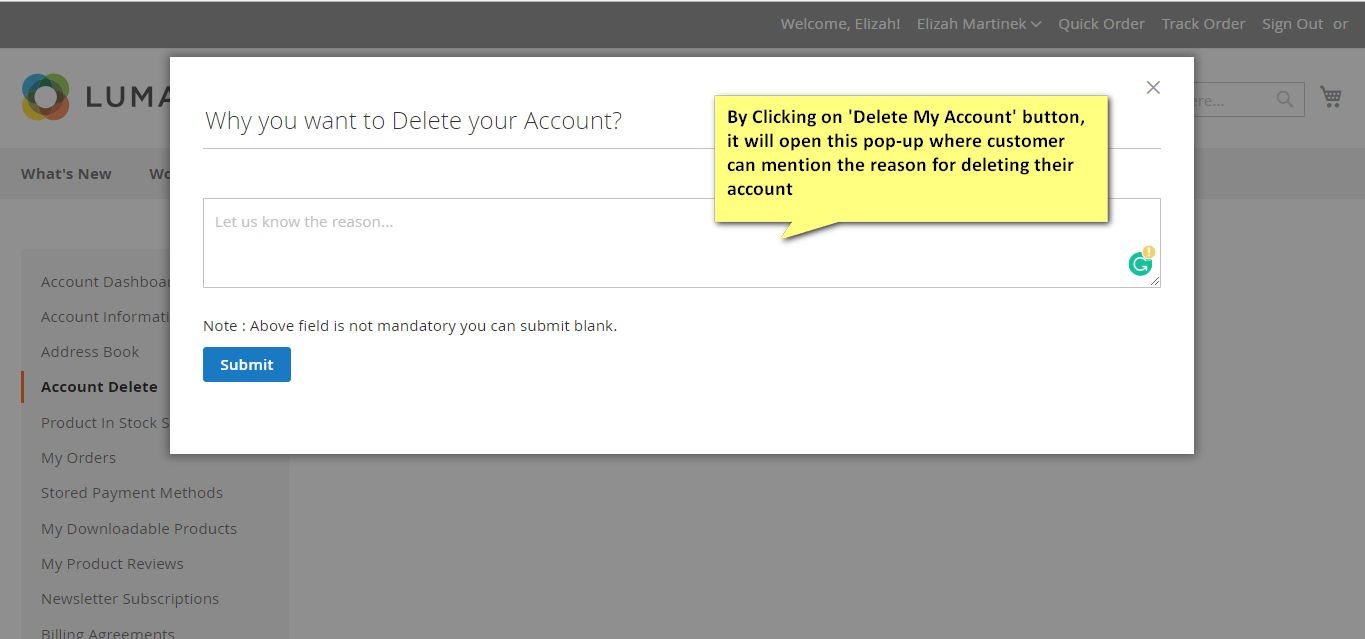 Magento 2 extension to delete account