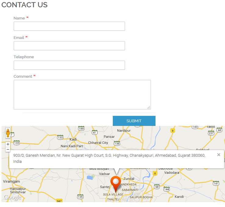 Contact Us  Map in the front-end