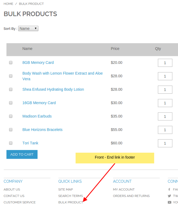 Bulk Orders functionality in the front-end side