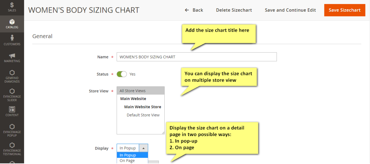 Size Chart Magento 2 Extension