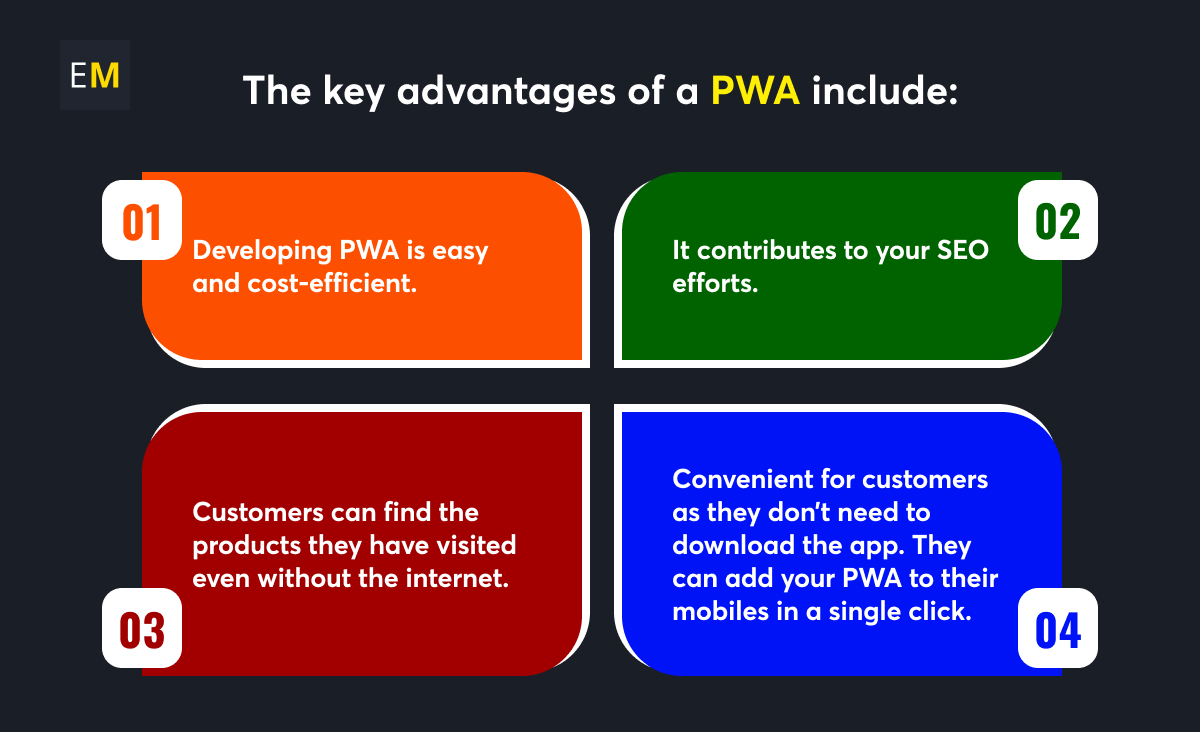 The key advantages of a PWA include